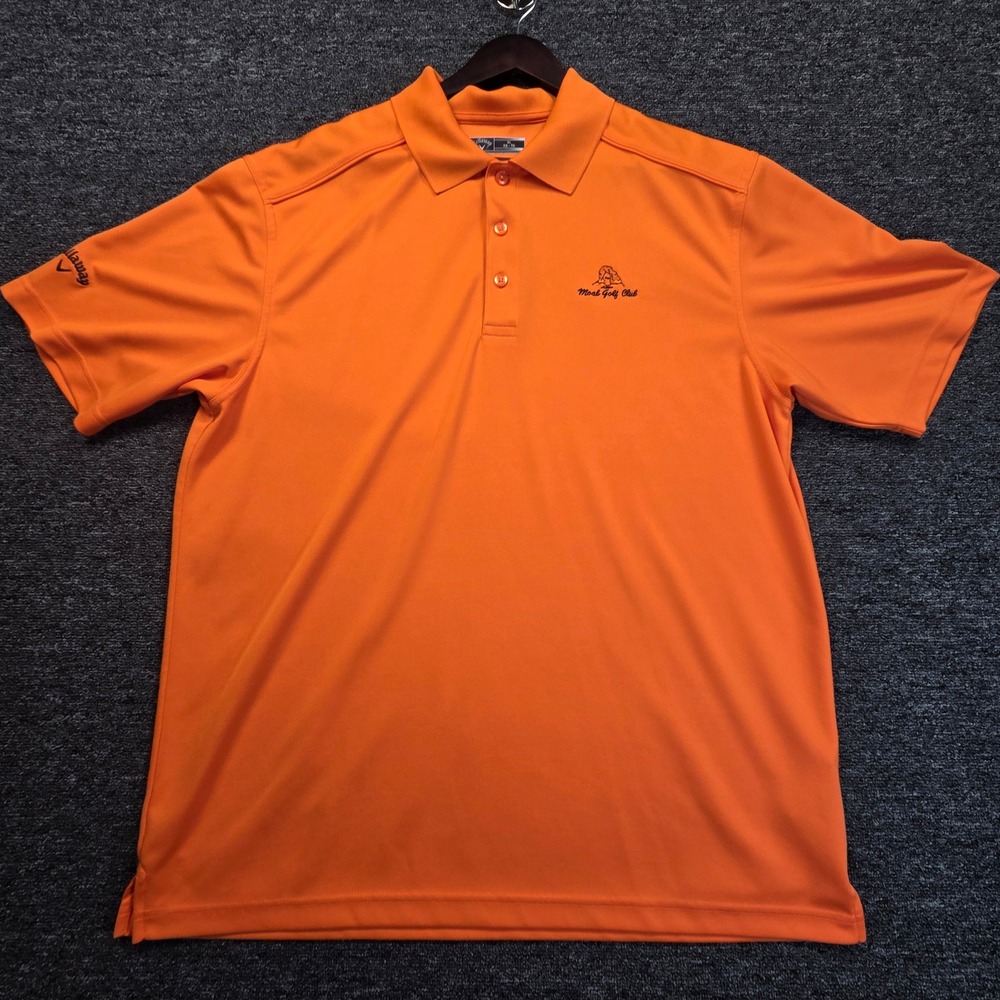 Callaway Polo Shirt Mens XL Orange Moab Golf Club Short Sleeve Performance Sport
